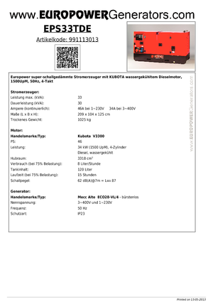 Grupos electrógenos diesel Europower EPS 33 TDE (MA)