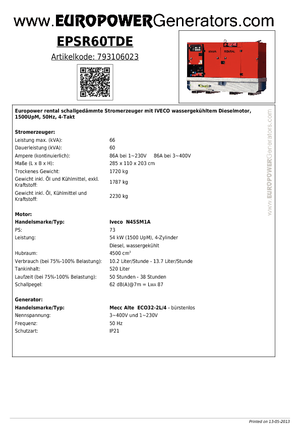 Grupos electrógenos diesel Europower EPSR60TDE (MA)
