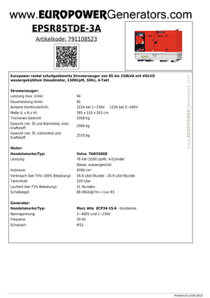 Grupos electrógenos diesel Europower EPSR85TDE-3A (MA)