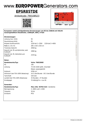 Grupos electrógenos diesel Europower EPSR85TDE (MA)