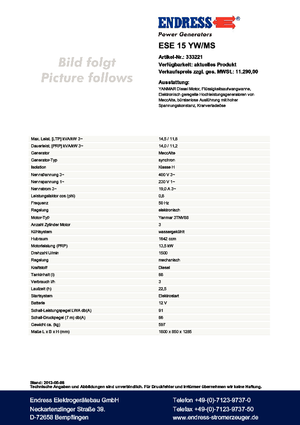 Grupos electrógenos diesel Endress ESE 15 YW-MS