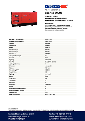 Grupos electrógenos diesel Endress ESE 150 DW-MS