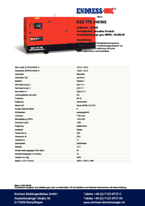 Grupos electrógenos diesel Endress ESE 170 DW-MS