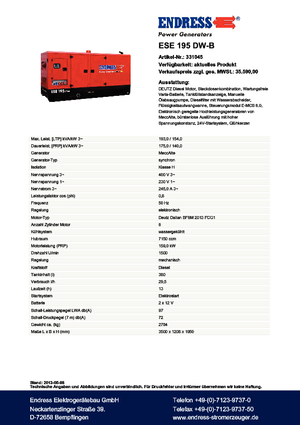 Grupos electrógenos diesel Endress ESE 195 DW-B