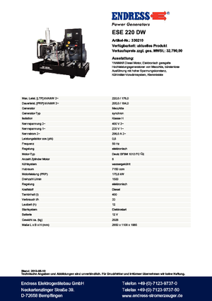 Grupos electrógenos diesel Endress ESE 220 DW