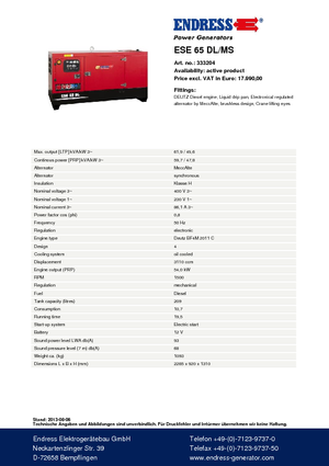 Grupos electrógenos diesel Endress ESE 65 DL-MS