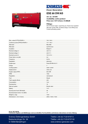 Grupos electrógenos diesel Endress ESE 80 DW-AS