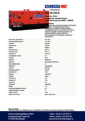 Grupos electrógenos diesel Endress ESE 80 DW-B