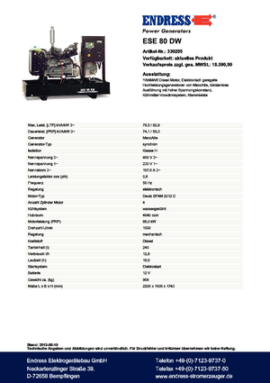 Grupos electrógenos diesel Endress ESE 80 DW