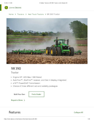 Tractores - tracción 4 ruedas John Deere 9R 390