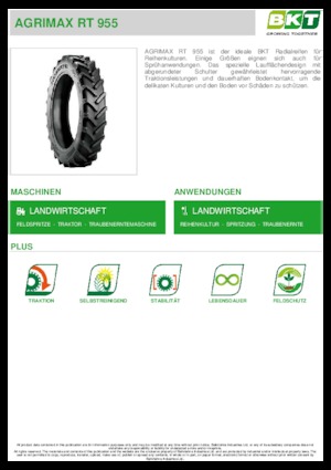 Neumáticos para agricultura BKT AGRIMAX RT 955 270/95 R 36