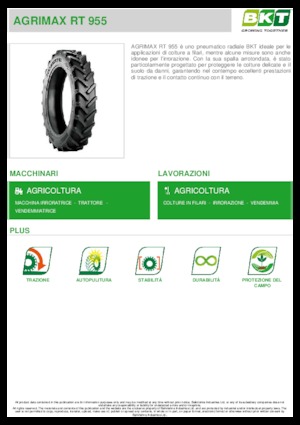 Neumáticos para agricultura BKT AGRIMAX RT 955 270/95 R 36