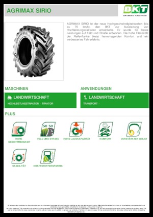 Neumáticos para agricultura BKT AGRIMAX SIRIO 540/65 R 38