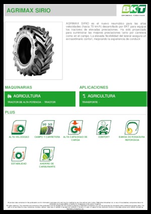 Neumáticos para agricultura BKT AGRIMAX SIRIO 540/65 R 38