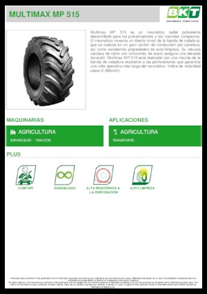 Neumáticos para agricultura BKT MULTIMAX MP 515 445/65 R 22.5 MPT