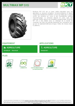 Neumáticos para agricultura BKT MULTIMAX MP 515 445/65 R 22.5 MPT
