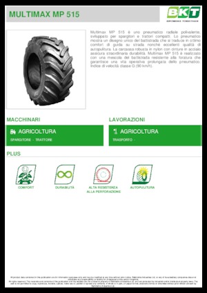 Neumáticos para agricultura BKT MULTIMAX MP 515 445/65 R 22.5 MPT