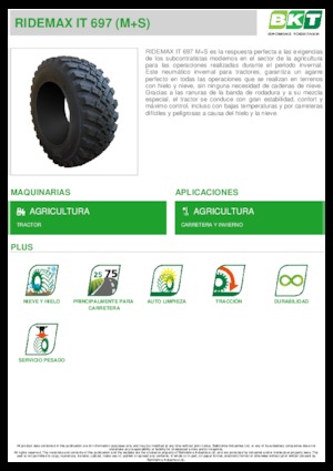 Neumáticos para agricultura BKT RIDEMAX IT 697 M+S 600/70 R30