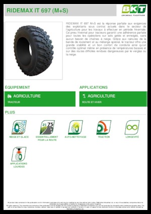 Neumáticos para agricultura BKT RIDEMAX IT 697 M+S 600/70 R30