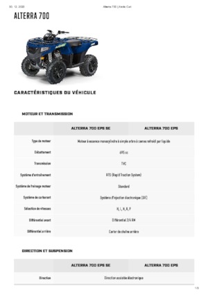 Vehículos todo terreno & Quads Artic Cat ALTERRA EPV 700 EPS 