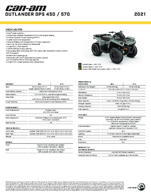 Vehículos todo terreno & Quads can-am OUTLANDER 450 DPS 