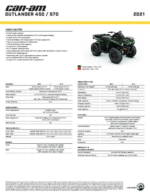 Vehículos todo terreno & Quads can-am OUTLANDER 450 