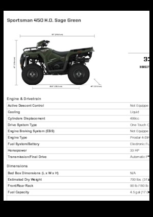 Vehículos todo terreno & Quads Polaris Sportsman 450 H.O.