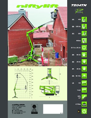 Plataformas articuladas de orugas Niftylift TD34TN