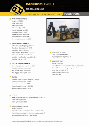 Retrocargadoras PowerPlus PBL400S