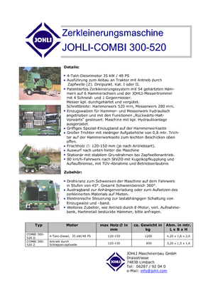 Cortadoras Johli Combi 300 - 520 D