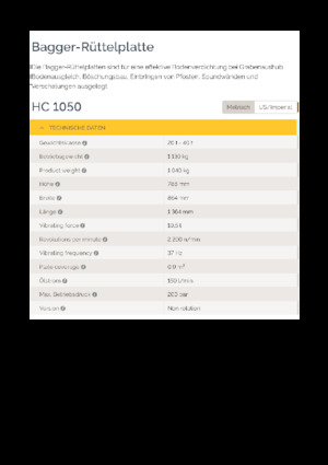 Vibradores planos montables Epiroc HC 1050 