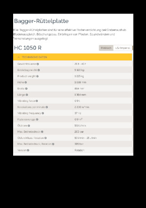 Vibradores planos montables Epiroc HC 1050 R 
