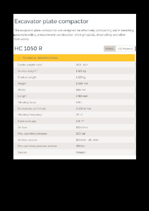 Vibradores planos montables Epiroc HC 1050 R 