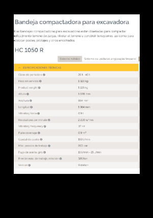 Vibradores planos montables Epiroc HC 1050 R 