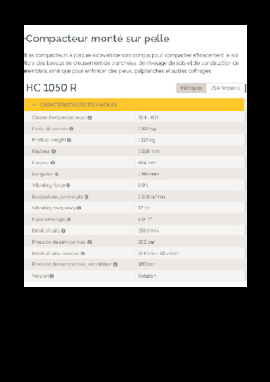 Vibradores planos montables Epiroc HC 1050 R 