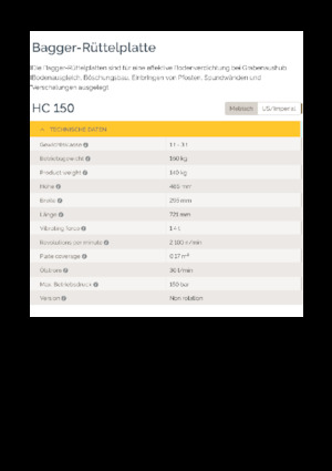 Vibradores planos montables Epiroc HC 150 