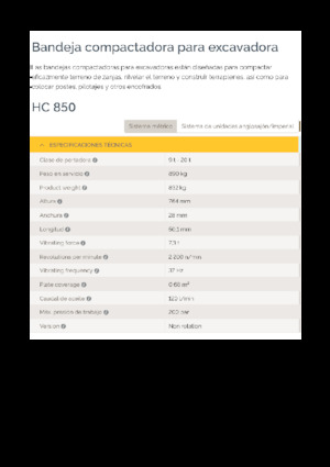 Vibradores planos montables Epiroc HC 850 