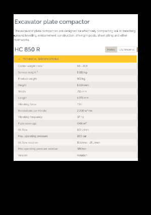 Vibradores planos montables Epiroc HC 850 R 