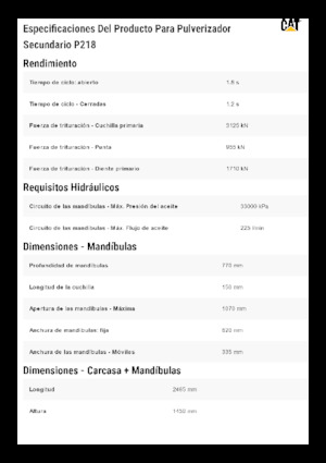 Pulverizadores de hormigón Caterpillar P218