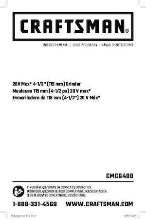 Amoladoras de ángulo sin cable Craftsman CMCG400B