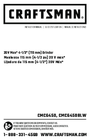Amoladoras de ángulo sin cable Craftsman CMCG450B