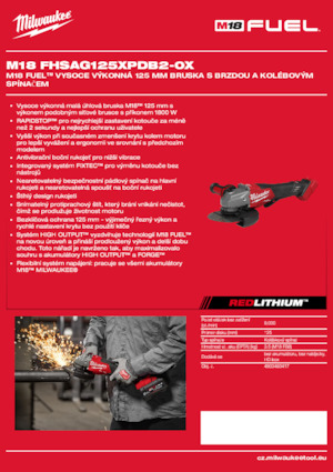 Amoladoras de ángulo sin cable Milwaukee M18 FHSAG125XPDB2-0X