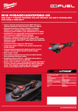 Amoladoras de ángulo sin cable Milwaukee M18 FHSAGO125VXPDB2-0X