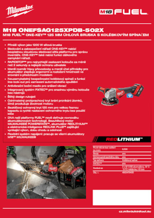Amoladoras de ángulo sin cable Milwaukee M18 ONEFSAG125XPDB-502X