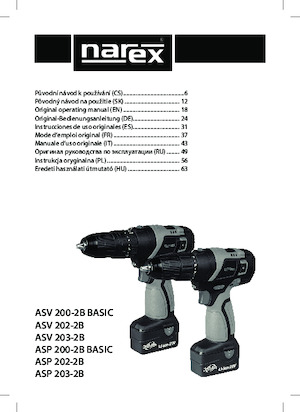 Taladro y destornillador sin cable Narex ASV 200-2B