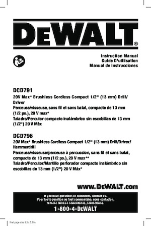 Taladro y destornillador sin cable DEWALT DCD791B