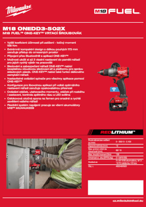 Taladro y destornillador sin cable Milwaukee M18 ONEDD3-502X