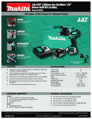 Taladro y destornillador sin cable Makita XFD03M 