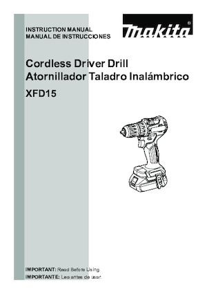 Taladro y destornillador sin cable Makita XFD15ZB