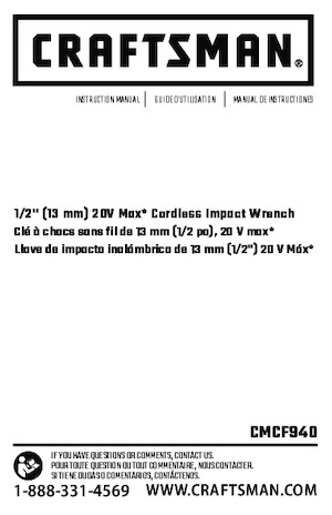 Impulsoras y llaves de impacto sin cable Craftsman CMCF940M1